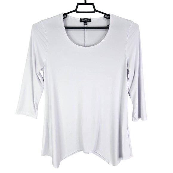 Womens White Slinky Brand Tunic Top 3/4 Sleeve Round Neck Polyester Stretch L - Picture 1 of 8